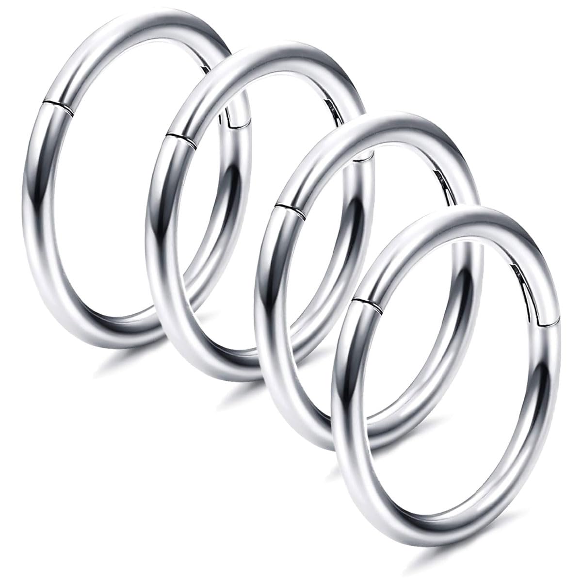 MQLSAERI 4 Piezas G23 Titanio Clicker Anillo Aro Helix Piercing Joyería Cartílago Oreja Daith Rook Concha Tragus Bisagras Hombres Mujeres Pendientes Labio Piercing Nariz Piercing 1,2 mm 6-12 mm 16G