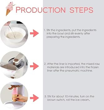Home Ice Cream Maker Machine, DIY Kitchen Automatic Mini Fruit Soft Serve Ice Cream Machine, Healthy, Simple One Push Operation