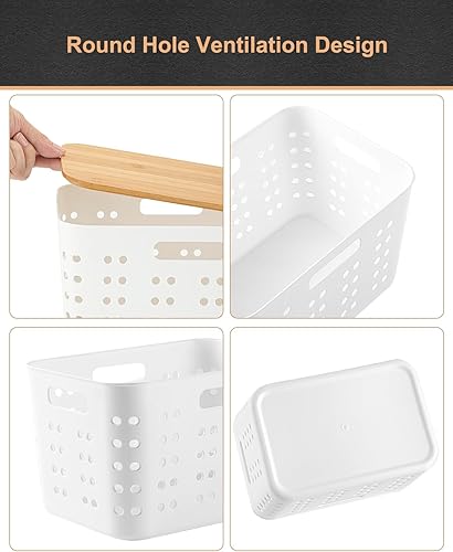 Miniatura 3 de EOENVIVS Storage Bins With Lids Organization and StorageContainers with Bamboo Lids Storage Baskets Organizer for Shelves Drawers Desktop Bedroom