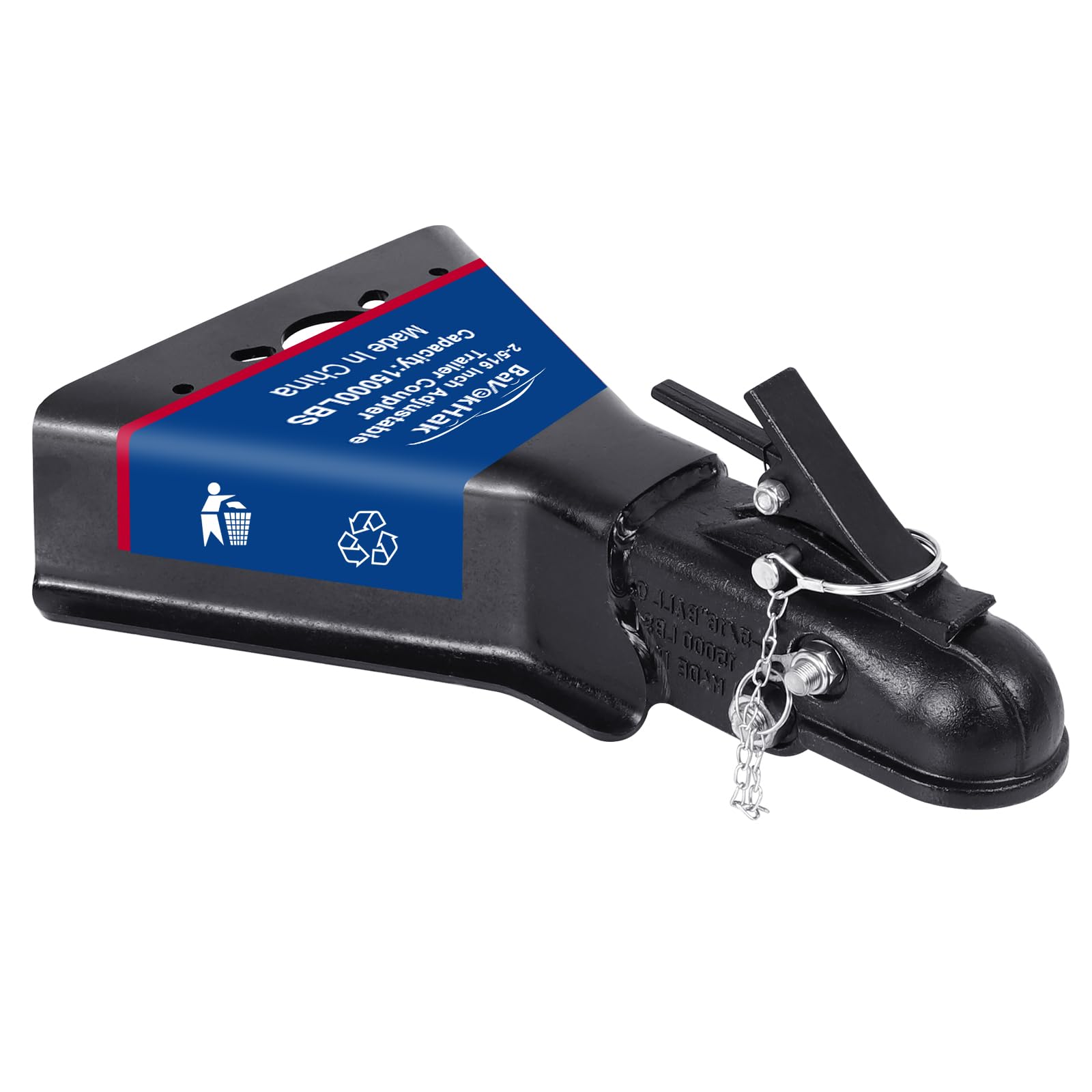 15,000 lbs Heavy Duty A-Frame Trailer Coupler, Fits 2-5/16" Hitch Ball, Class IV Towing Capacity for RV, Car Hauler & Construction Trailers, Black