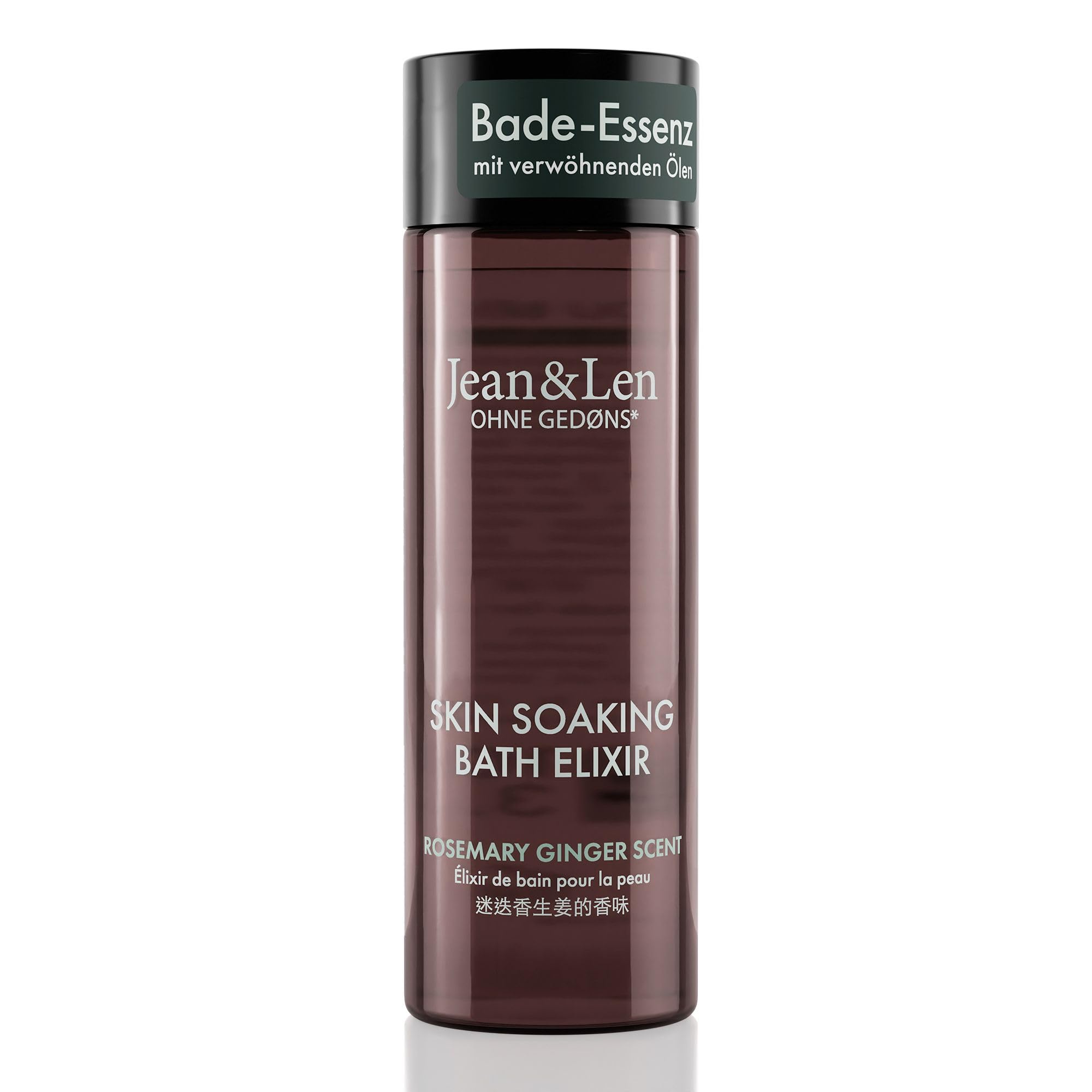Jean & Len Bath Elixir Rosemary & Ginger, aux huiles naturelles, laisse une agréable sensation sur la peau, parfum herbacé, huile de bain pour tous types de peau, sans parabènes & silicones, 100 ml
