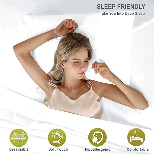 Miniatura 5 de Juego de sábanas de 4 piezas de 4 piezas 100 % algodón egipcio orgánico puro de fibra larga, 1200 hilos, suave y sedoso, bolsillos profundos de 18