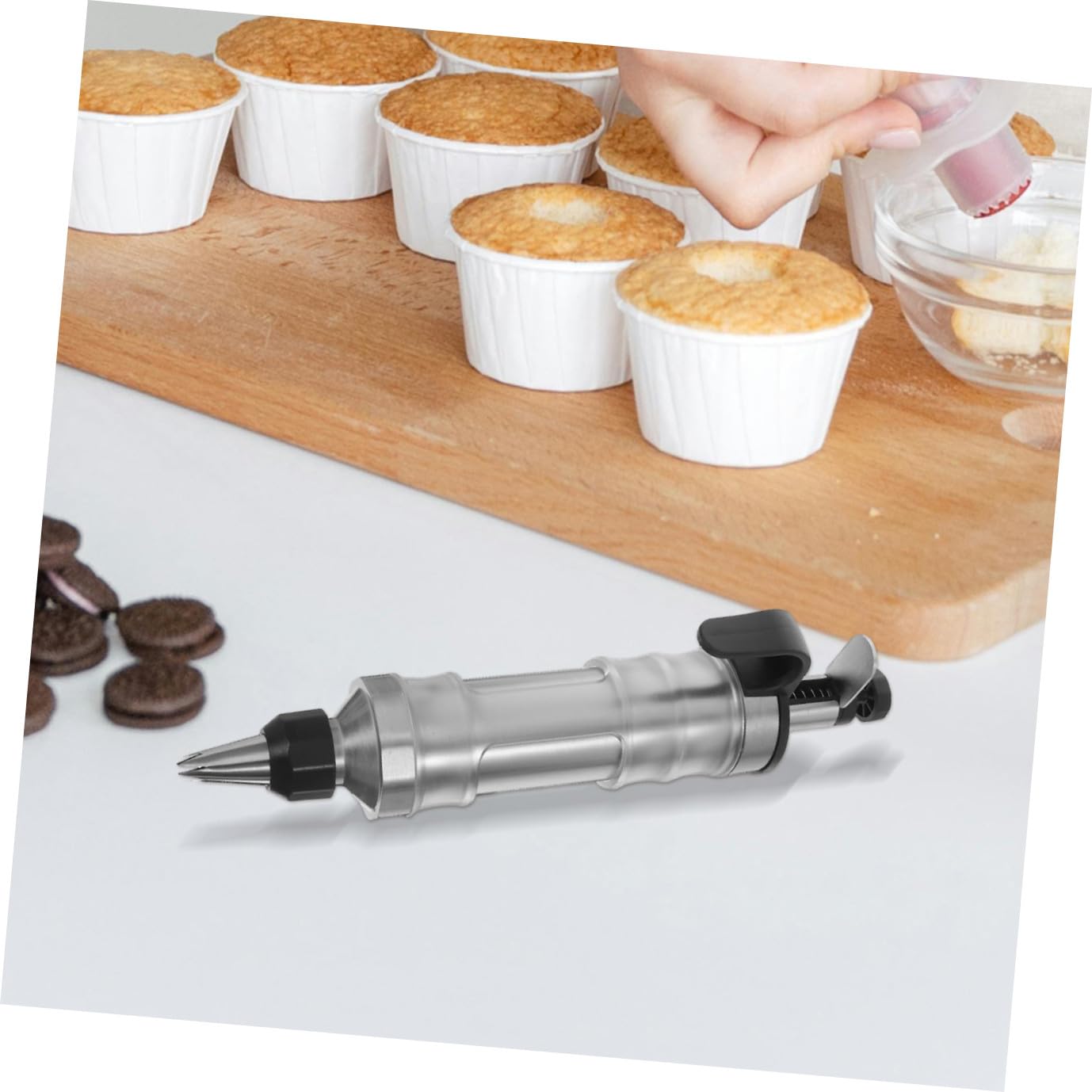 Kekspresse aus Edelstahl mit Ergonomischem Griff Praktisches Kuchenbackwerkzeug für Selbstgemacht Backen und Tortendekoration Antihaftbeschichtet und Leicht zu Bedienen