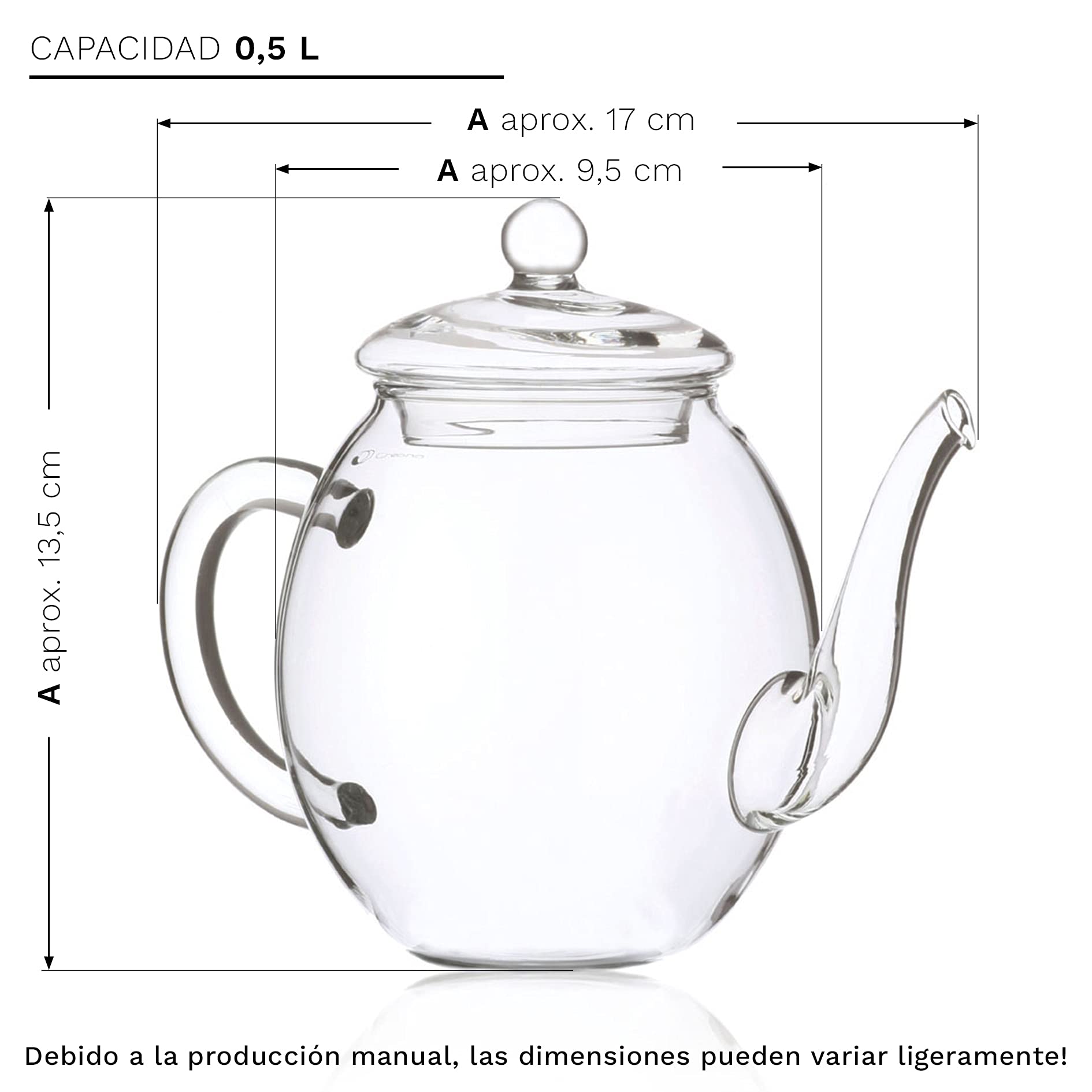 Creano Set de Flores de Té Blanco 6 uds y Tetera de Vidrio 500ml Antigoteo – Experiencia de Bienestar y Relax – Té Blanco Suave de Calidad Artesanal