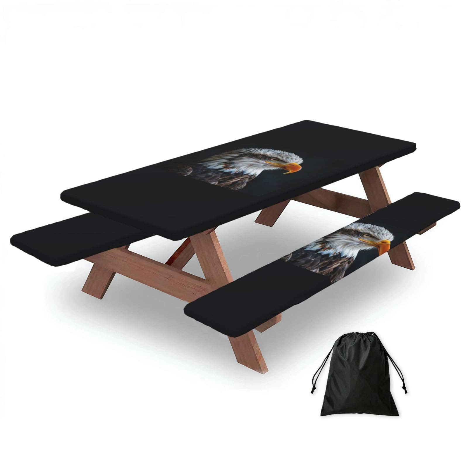 PPHGUT Bald Eagle Print Picnic Table Bench Cover Set Outdoor Garden Bbq Protector For Family Camping