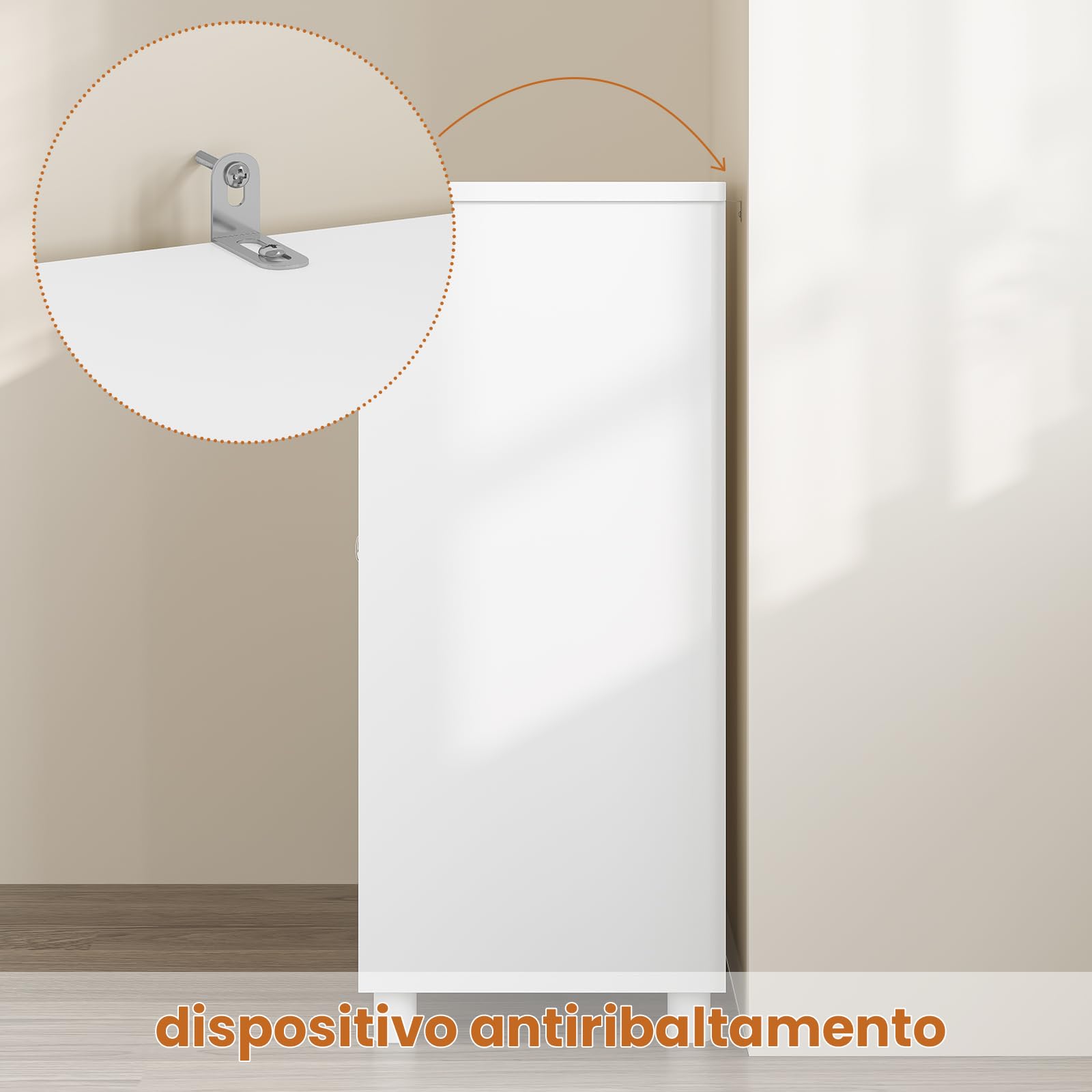 Meuble de Salle de Bain, Commode, Meuble Rangement Salle de Bain avec 3 Étagères Ouvertes et 2 Portes en Bambou, Armoire Gain de Place pour Salle de Bains, Cuisine, Salon, 77 × 30 × 80CM