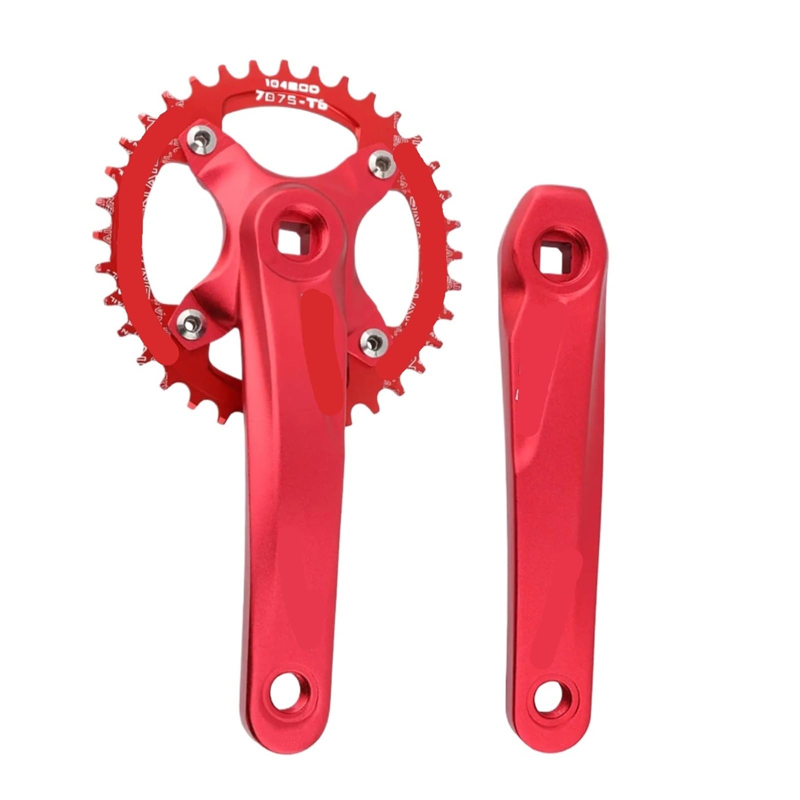 Plato y bielas cuadrados for bicicleta, 32T/36T, 170mm, 104, rojo