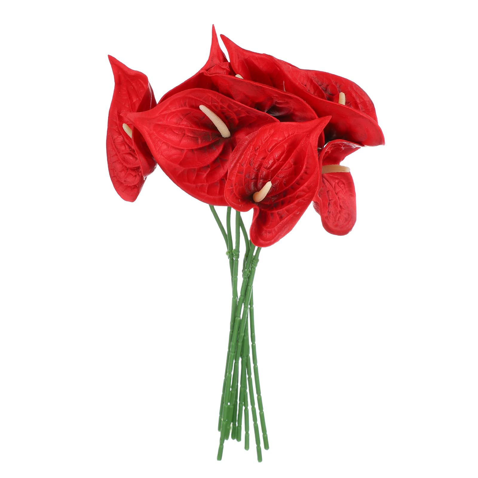 sourcing map 8Pcs 11inch Artificial Anthurium Lily Flowers, Permanent Flower Bouquet for Home Arrangements Wedding Festival Decoration Crafts Store Decor Accessories, Dark Red