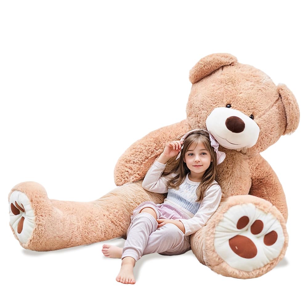 MKS XXL Teddybär 130 cm mit waschbarem Bezug & Reißverschluss – großer riesen teddybär aus weichem Polyester, XXL Kuscheltier als Deko & Geschenkidee, großer teddybär für Zuhause.