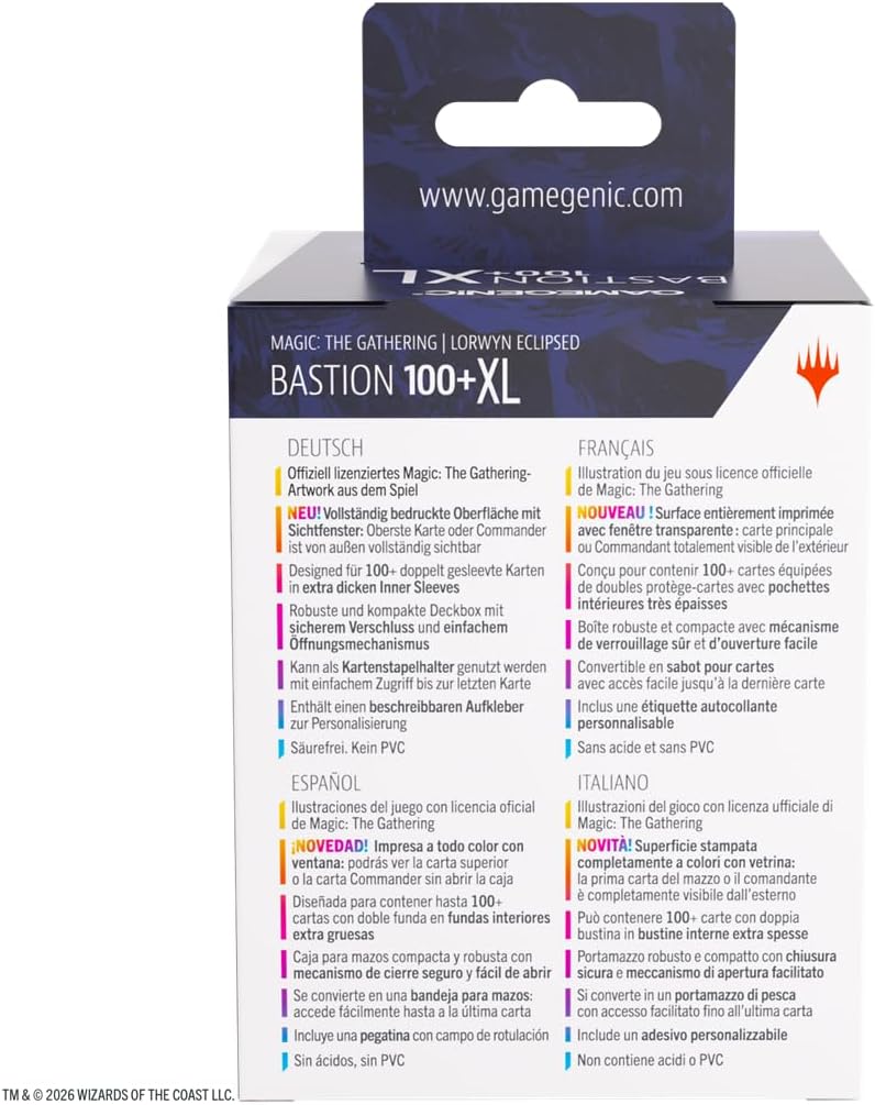 Gamegenic Magic: The Gathering Lorwyn Eclipsed Bastion 100+ XL - Rimekin Recluse Design, Holds 100+ Double-Sleeved Cards, Clear Commander Window, Snap-Open Mechanic & Rock-Solid Protection Multicolor