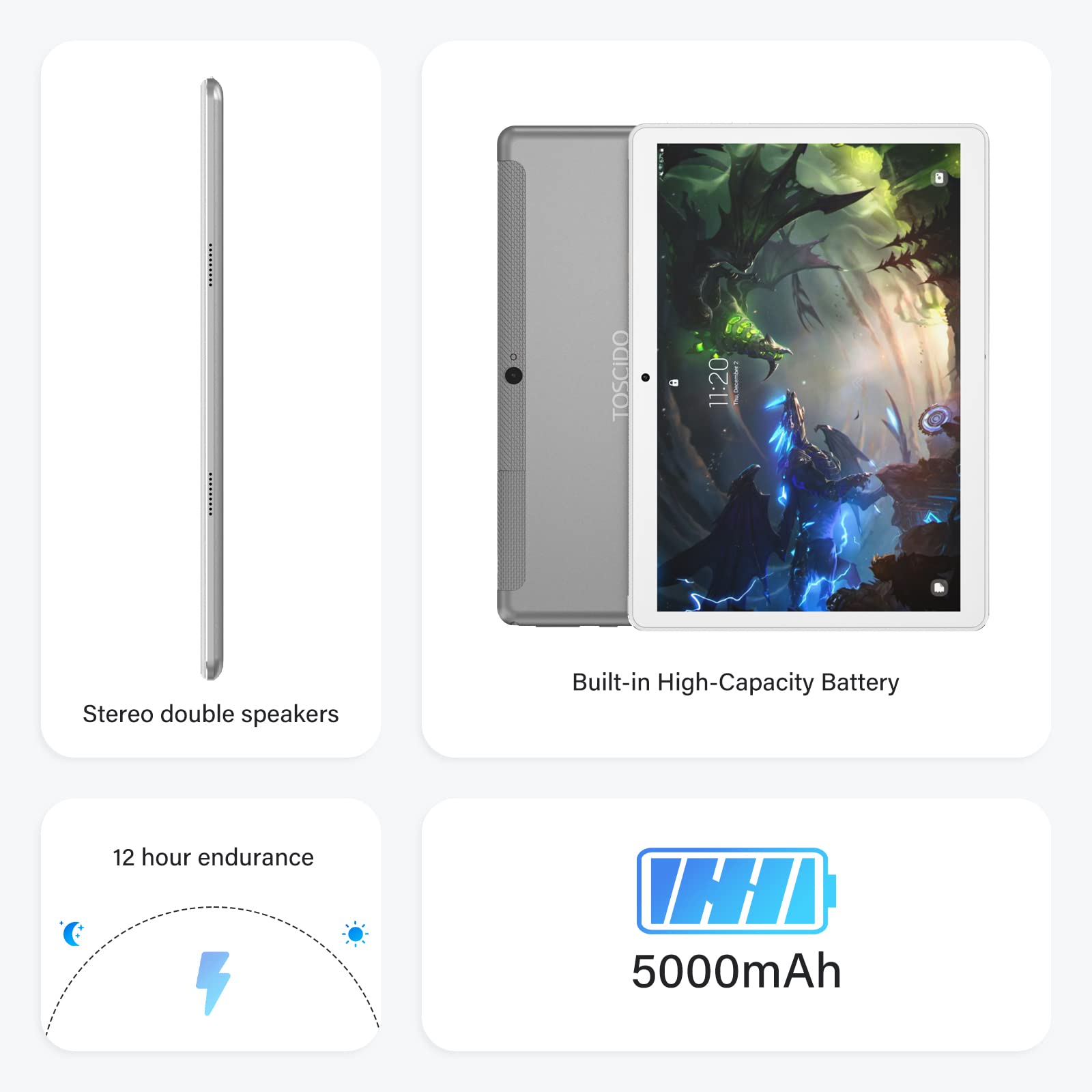 Tablet 10 Inch, Android Tablet, TOSCIDO Tablet Android 10.0, Octa