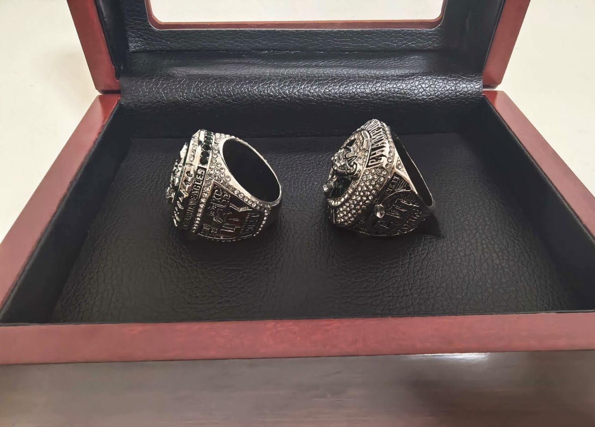 Rare Legacy PhillyCity Rugby 2017 2025 Championship Ring 2SET - High-Level Transparent Sandalbox Silver Plated • Museum Grade Replica Display Adult