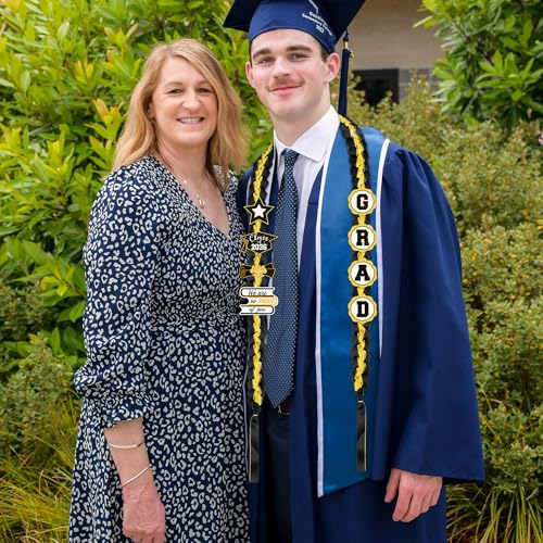 Image of Tifeson Graduation Leis Decorations 2026 - Handmade Double Braided Graduation Ribbon Leis with Glitter Pins for Him Her High School College Congrats Grad Gifts Party Supplies