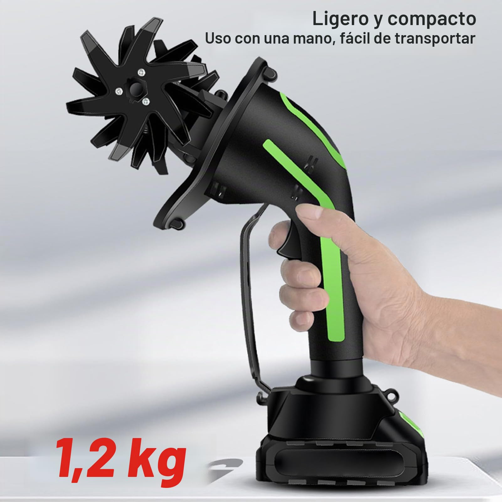 Fockety Cultivador Inalámbrico, Motocultor Eléctrico de 235 RPM con 10 Cm de Ancho y 10 Cm de Profundidad, Motocultor a Batería para Jardinería, Césped y Cultivo de Suelo
