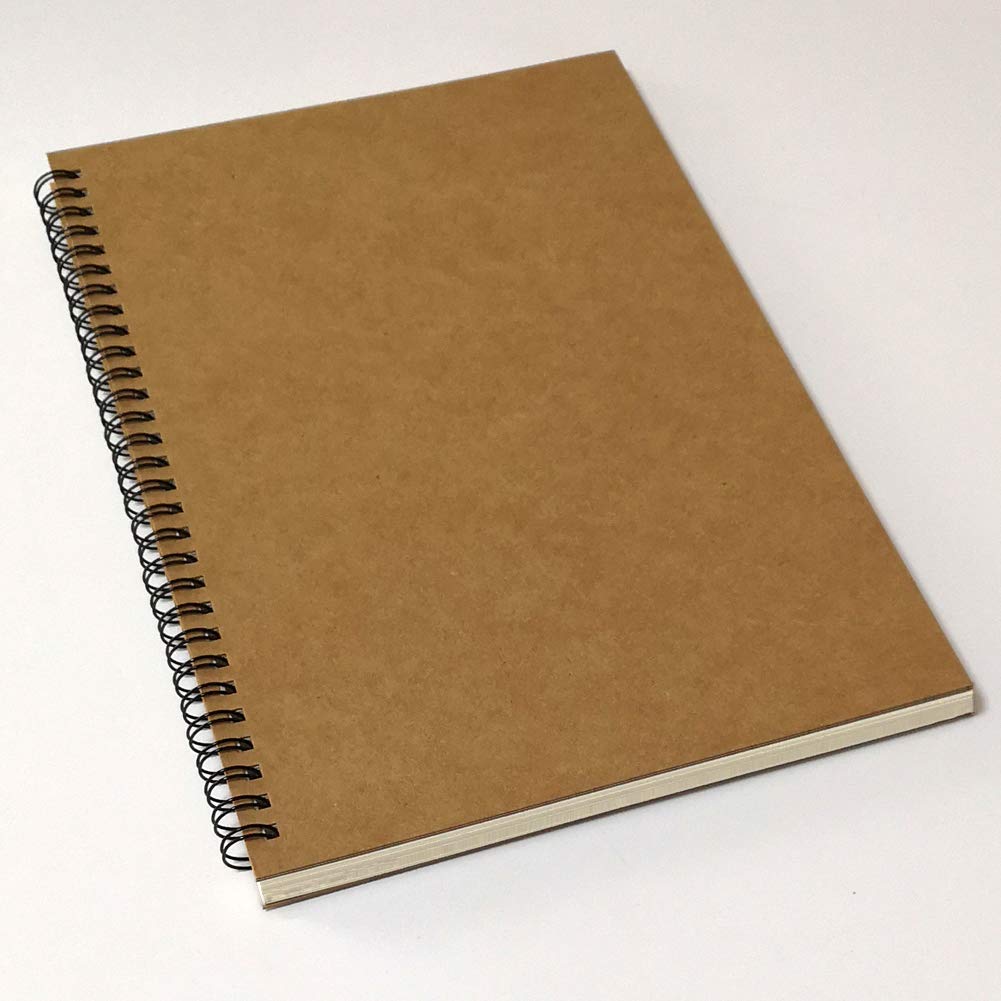 YUREE B5 notatnik spiralny, w linie, z twardą okładką z kraftu, 70 arkuszy (140 stron), 26,2 cm x 18,3 cm, 3-pak, brązowy