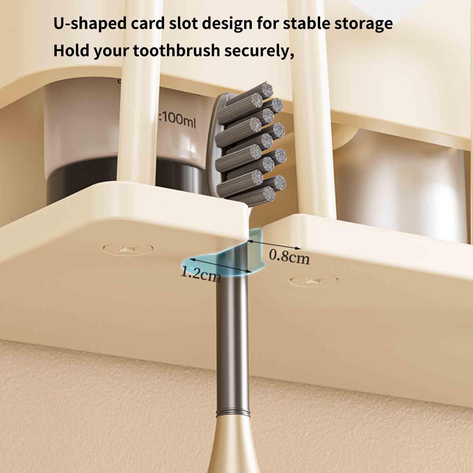 Dispensador Pasta Dientes Dispensador De Pasta De Dientes Organizador Baño Porta Cepillo Viaje Portacepillos De Dientes Pared Toothbrush Holder Adhesivo Montado En La Pared (White,14x7.5x8cm)