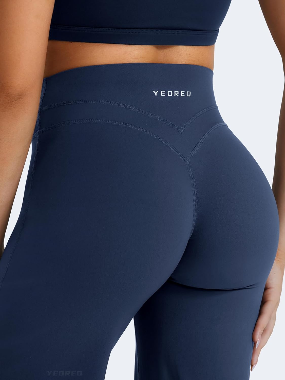YEOREO Straight Leg Workout Leggings Hidden Scrunch High Waist Gym Pants No Front Seam Wide Leg Yoga Pants - Image 2