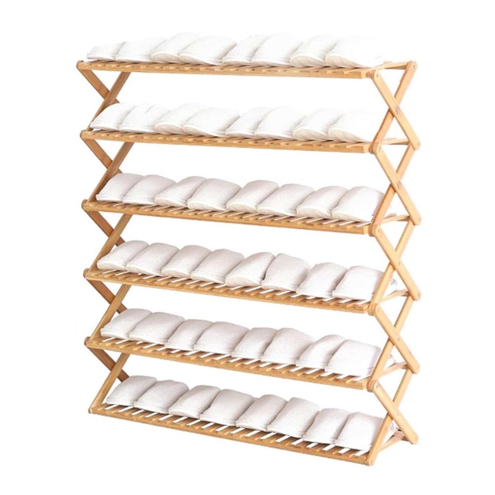 MSHGSKU Stylish Bamboo Shoe Rack Bench - 3-6 Layer Folding Storage nizer for Entryway Hallway & Home - Compact 50cm/70cm/100cm Wide Shoe Storage Solution