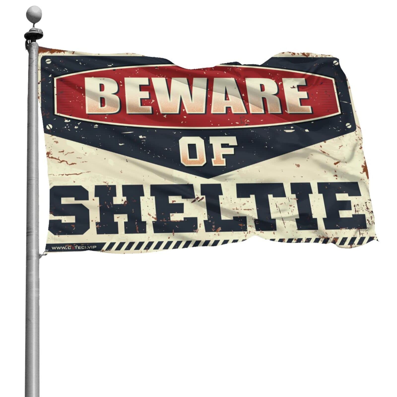 Tapisserie Beware of Sheltie 152 x 244 cm pour déco de chambre d'étudiant