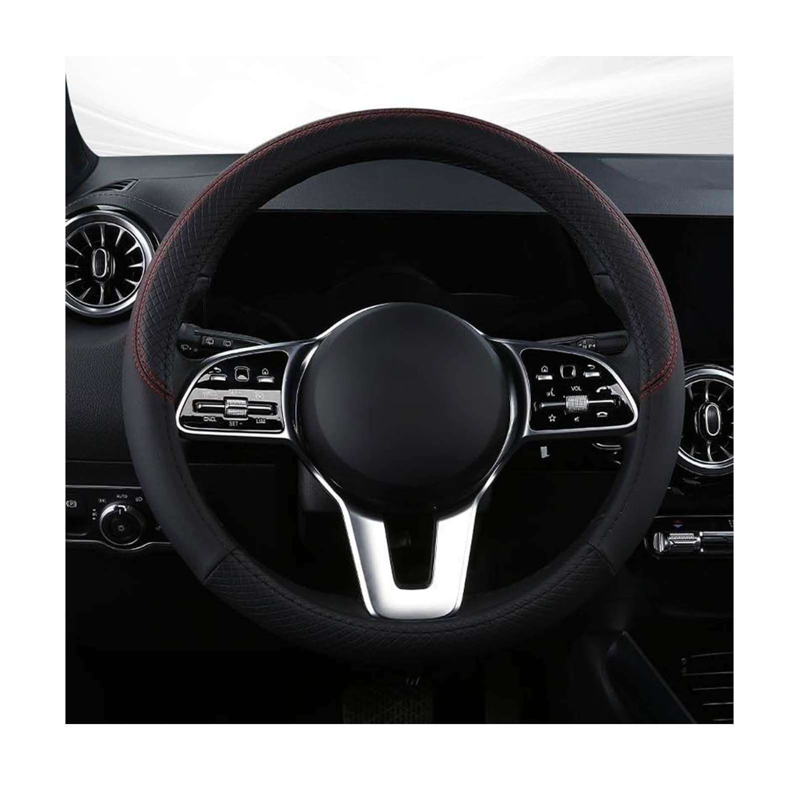 PWSVRDIQC Steering Wheel Cover for Ligier JS50 1999-2024, Microfiber Leather Steering Wheel Protector, Perforated Leather Grip, Anti-Slip, 37-38cm,O