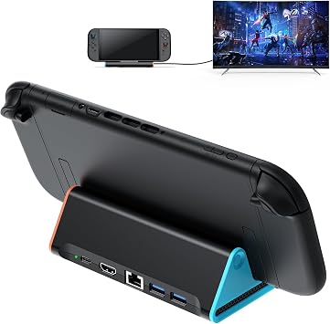 Switch 2 TV Dock with 4K@60Hz HDMI 2.0A, 2*USB 3.0, Ethernet LAN Port - Switch 2 TV PD 100W Power Adapter for Gaming & Charging Need Firmware Update
