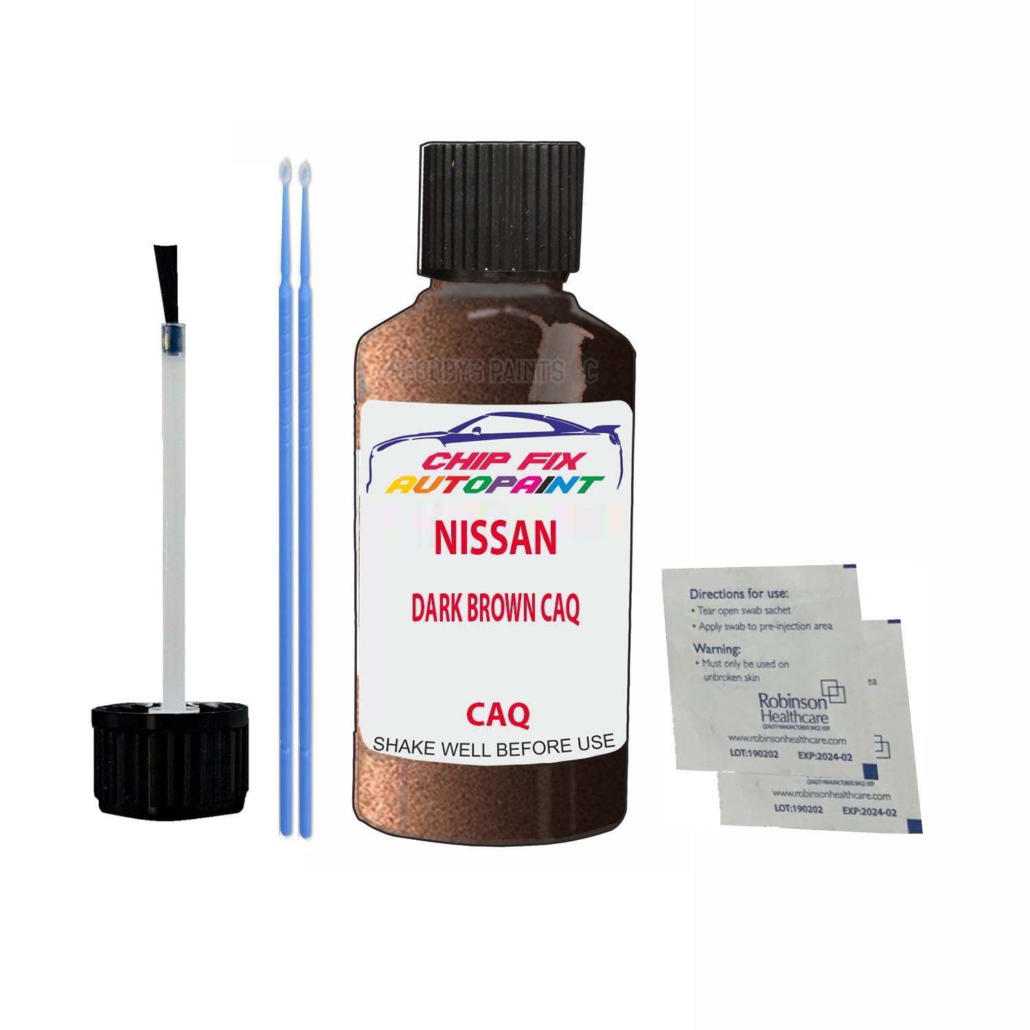 Scoobys Paints Back In The Mix Dark Brown Caq Touch Up Paint For Nissan Navara Caq 2014-2021 30Ml Bottle Brush Scratch Stone Chip Repair Pen