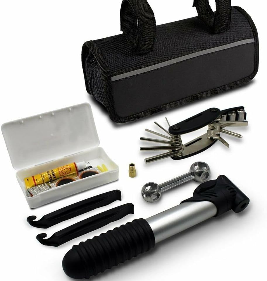 16 IN 1 Pump Multi-use Bicycle Cycling Bike Tire Tyre Repair Patch Tools Kit Bag