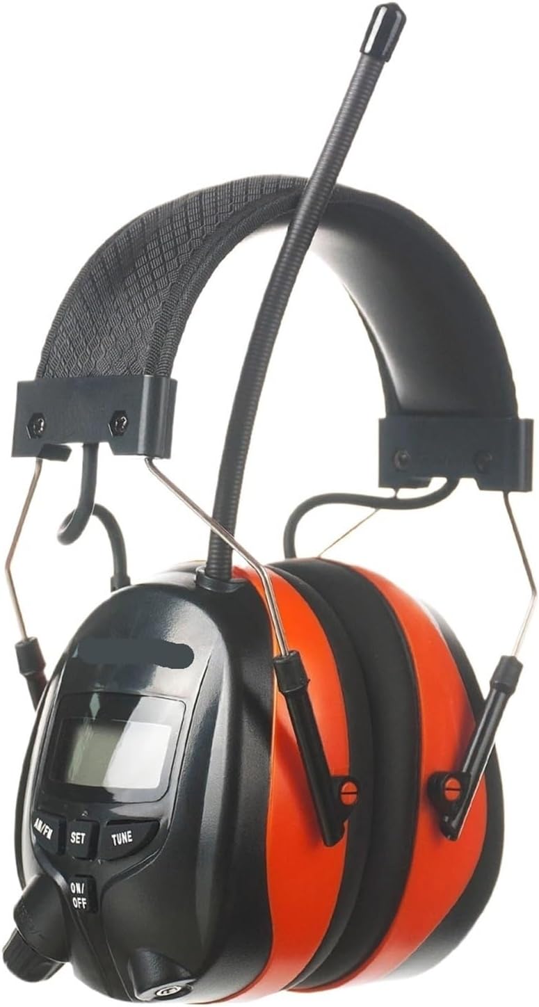 Headphones with Digital Display 25dB Noise Reduction Earmuffs(White)