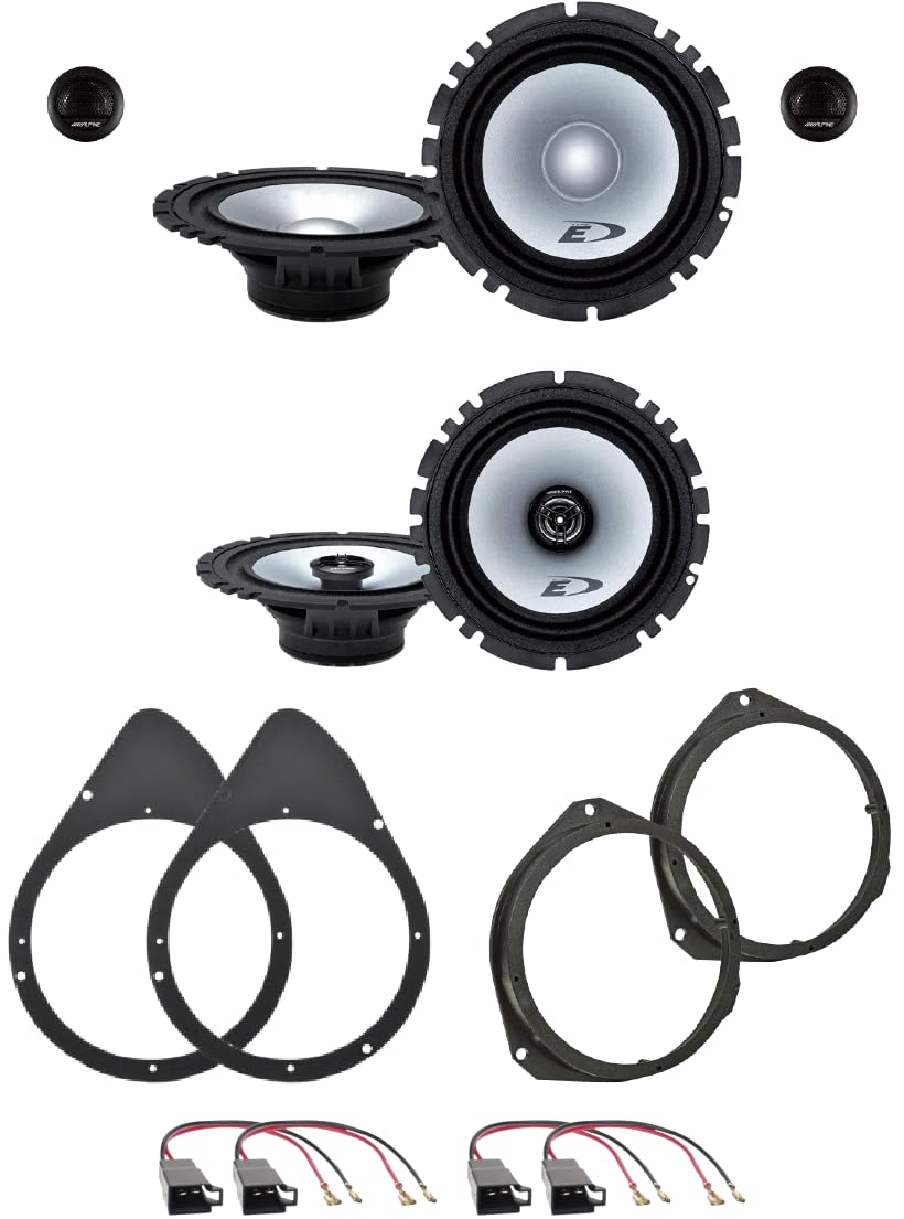 Kit 6 casse ALPINE SXE-1750S + SXE-1725S F. 500 dal 2007 in poi e F. 500C dal 2009 in poi + 2 Supporti Anteriori + 2 Supporti Posteriori + 4 Connettori