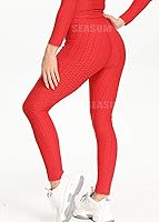 Vista 9 de SEASUM - Pantalones de yoga de cintura alta para mujer, con control de abdomen y realce de glúteos, leggings favorecedores para entrenar y correr