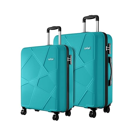 Safari Pentagon Pro 8 Wheels Set of 2 (Cabin + Medium) Trolley Bags, Hard Case Polypropylene, 360º Wheeling Luggage for Men & Women, Suitcase for Travel, Trolley Bags for Travel, Cyan