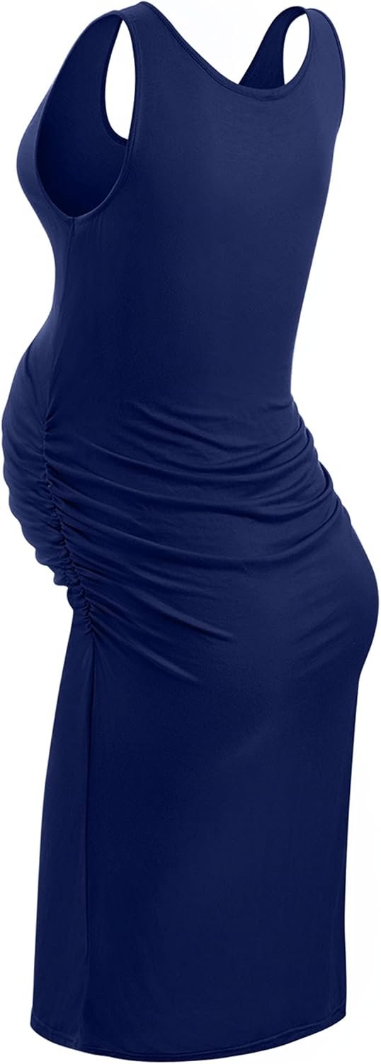 KIM S Women's Maternity Sleeveless Dresses S-XXL, Summer Bodycon Dress for Daily or Baby Shower - Image 3