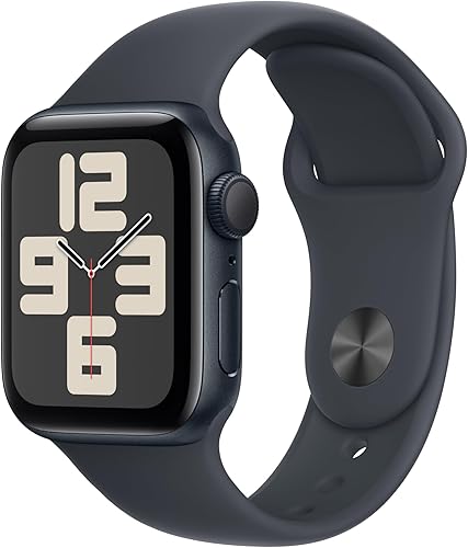 Apple Watch SE (2. generación) GPS 1.575 in Reloj inteligente con caja de aluminio medianoche con correa deportiva de medianoche ML. Monitores de