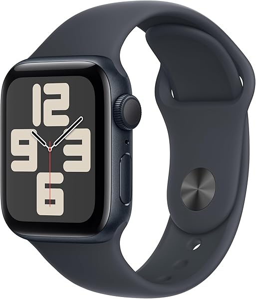 Apple Watch SE (2nd Gen) [GPS 40mm] Smartwatch with Midnight Aluminum Case with Midnight Sport Band S/M. Fitness and Sleep Trackers, Crash Detection, Heart Rate Monitor, Retina Display
