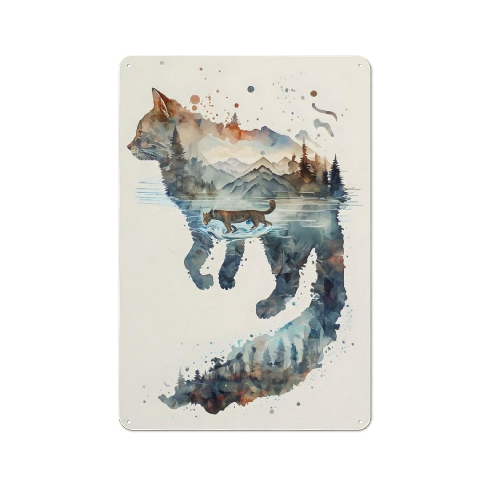 Junmoney Cat Old Fashioned Decorative Tin Sign 30X20cm, Nostalgic Wall Art For Bedroom, Office, Home Bar Or Dining Room