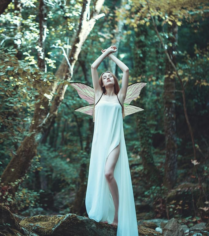 Miniatura 3 de ALIBBON Disfraz de alas de hadas para mujeres, niños y niñas, alas de mariposa, princesa, ángel, elfo, accesorios para fiesta de Halloween