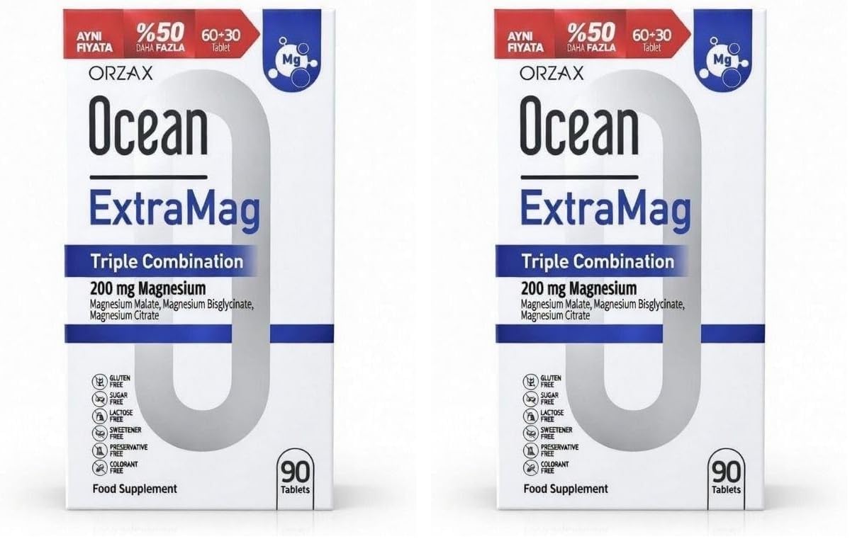 Orzax Ocean ExtraMag Üçlü Magnezyum Kombinasyonu 90 Tablet (2 paketi)