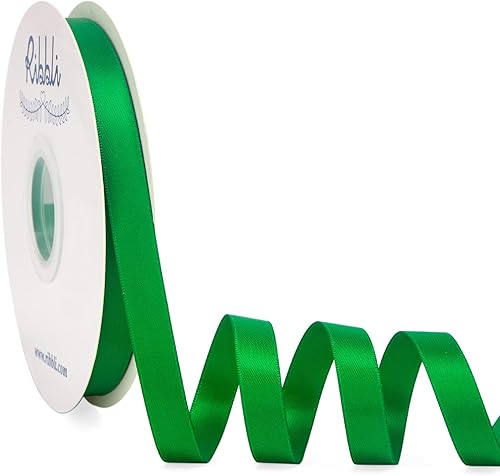 Ribbli Cinta de satén verde esmeralda de doble cara, 12 pulgada x 50 yardas, cinta verde para envolver regalos, manualidades, decoración de boda,