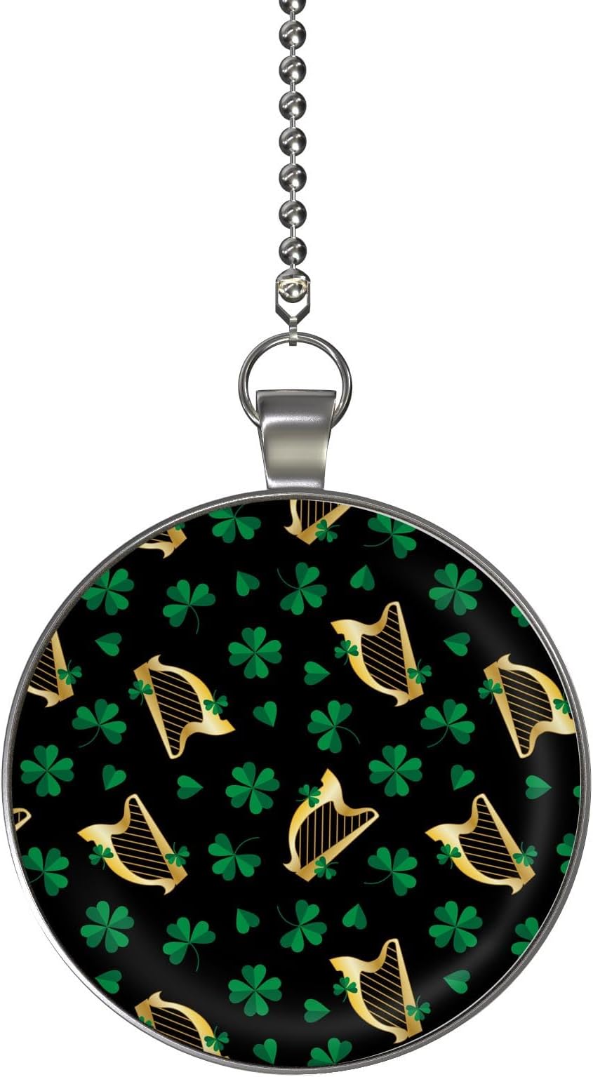 Saint Patricks Day Shamrocks and Harps Single Ceiling Fan and Light Pull Chain Pendant/Fan Pull/Saint Patricks Fan Pull