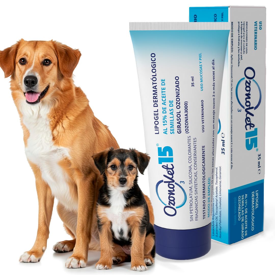 Gel Cicatrizante Ozonizado Para Perros y Gatos Alivia Picor Dermatitis Alergias Heridas y Quemaduras - Cicatrizante Hidrata Sin Dejar Efectos Secundarios Ni Contraindicaciones - 35 ml - 1 Unidad
