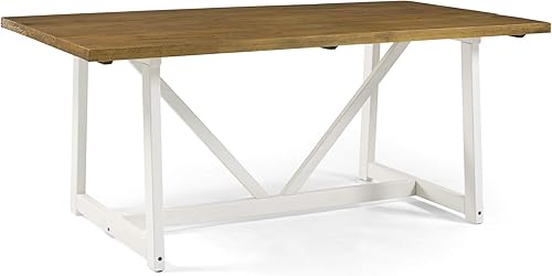 Walker Edison Juego de mesa de comedor moderna de madera para comedor, sillas de comedor, 72 pulgadas, roble blanco y rústico