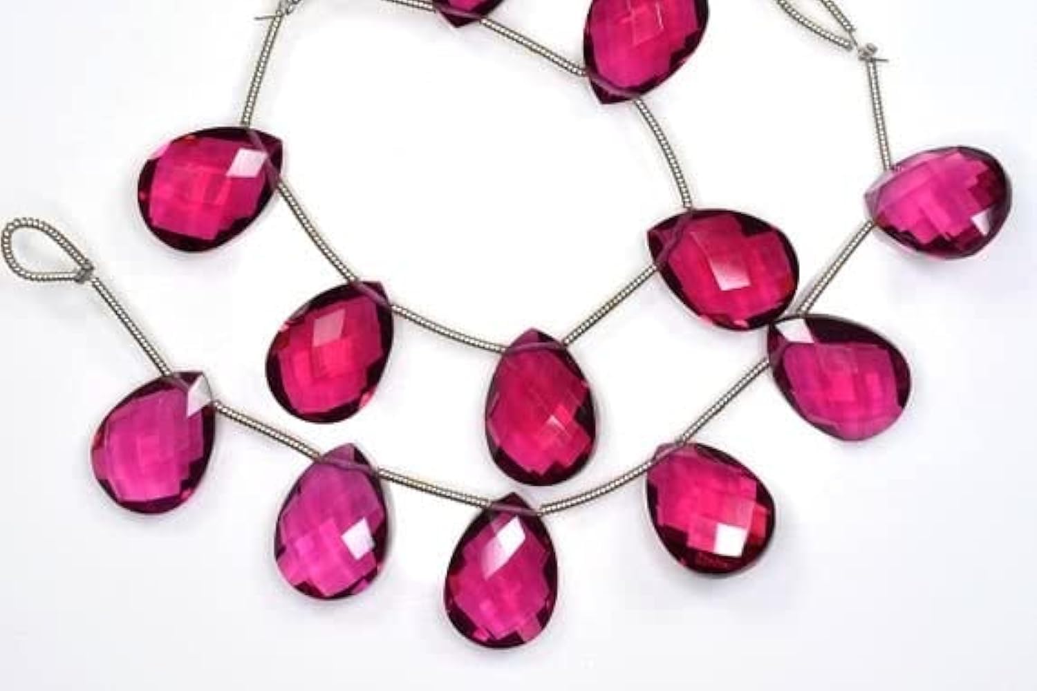 Rubellite Pink Quartz pear briolette beads 12x16mm calibrées de qualité joaillerie