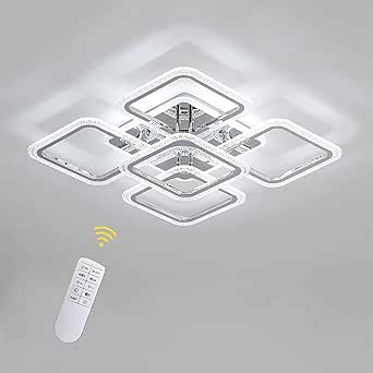 Plafoniera LED Soffitto Dimmerabile - 50W, 3000-6000K, Telecomando, 4 Anelli, Per Soggiorno/Camera