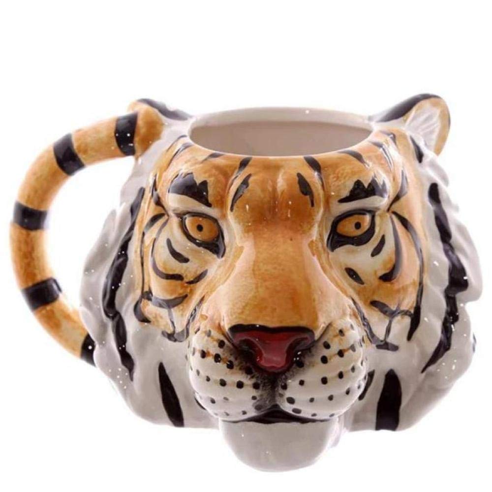 HRDZ animal pet dog lion leopard Tiger head porcelain cup Painted Ceramic cup Stereo dog head Mug tiger 300ml