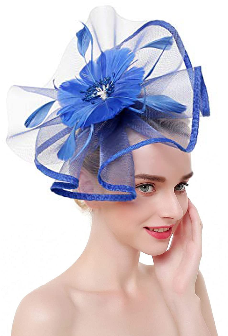 Women's Fascinators Hat Hair Clip Feather Wedding Bridal Cocktail Hat Derby Church Banquet for Girls