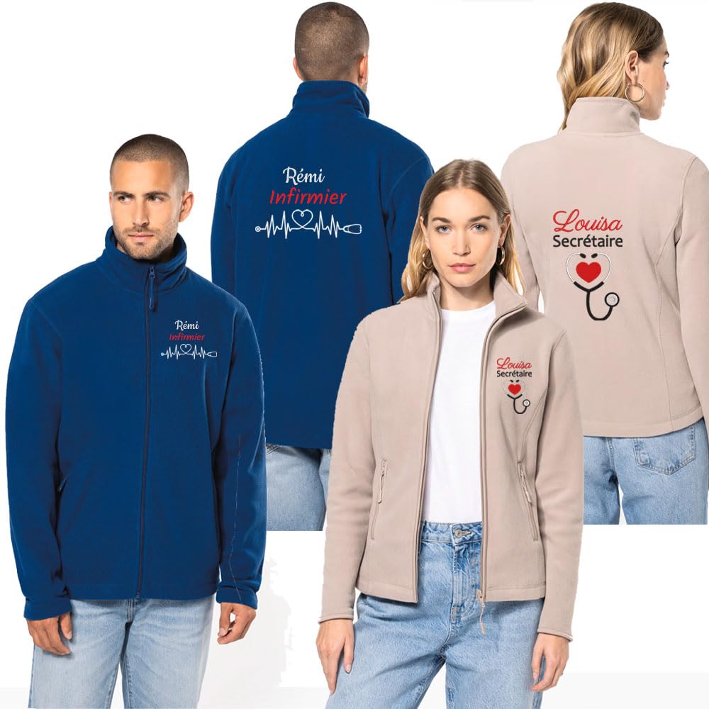 Veste polaire personnalisée pour femme ou homme, infirmière, sage femme, docteur, auxiliaire puéricultrice, travail médical, taille du S au 4XL