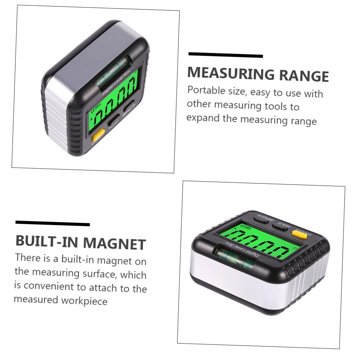 Uonlytech Lot De 2 Niveaux Numériques À Bulle Outil De Mesure Dangle Et De Pente Aimant Facile À Utiliser