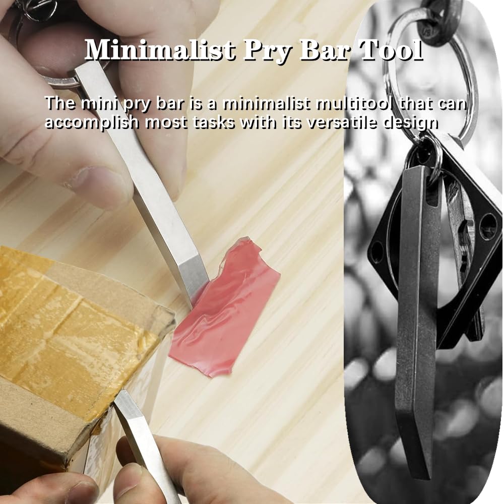 Produktbild von EDC Schlüsselanhänger Brechstange – Robuster Mini-Prybar Aus Edelstahl Für Tägliche Hebel- & Kratzarbeiten, Kompaktes Keychain-Tool (Silber)