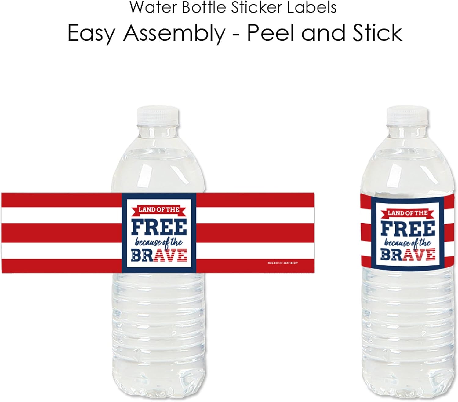 Big Dot of Happiness Happy Veterans Day - Patriotic Water Bottle Sticker Labels - Set of 20