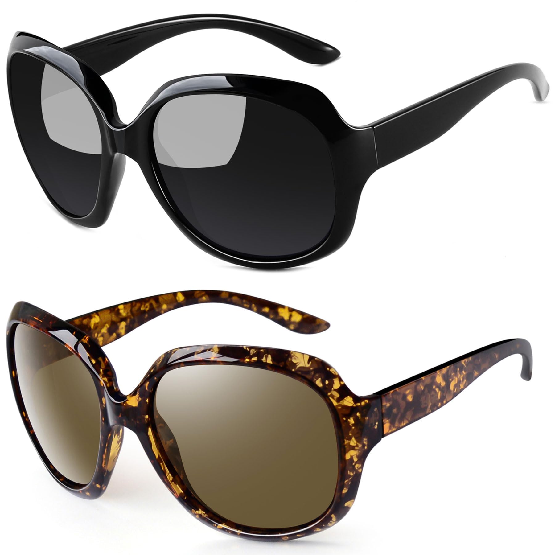 Joopin 2 Pack Polarizadas Gafas de Sol Mujer Grandes Modernas Elegantes Protección UV400 2 61eEALrcv6L